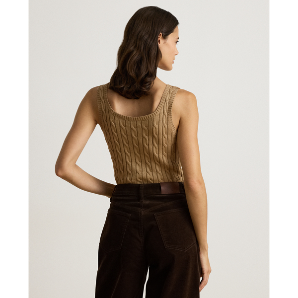 Sleeveless Cable Cotton-Blend Jumper