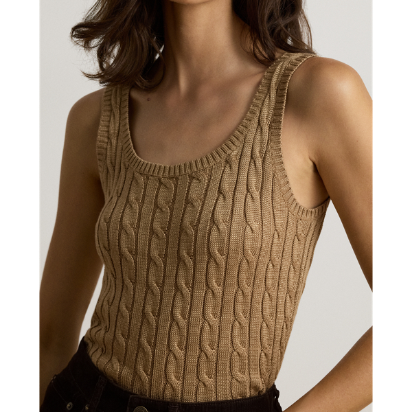 Sleeveless Cable Cotton-Blend Jumper