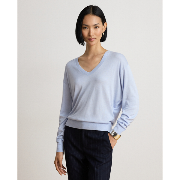 Modal & Silk Blend V-Neck Jumper