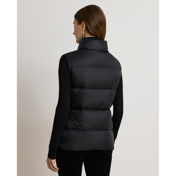 Black Channel-Quilted Funnelneck Down Vest Lauren 5