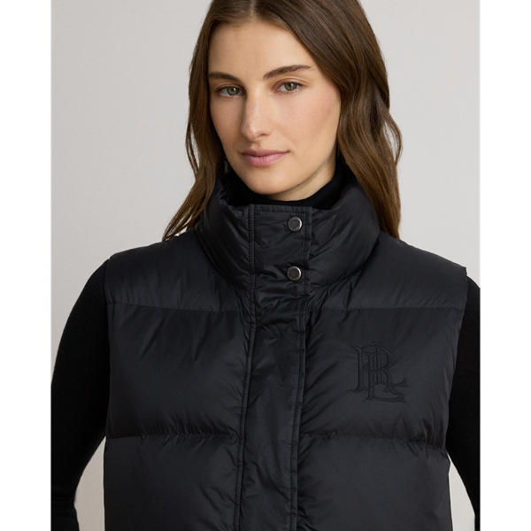 Black Channel-Quilted Funnelneck Down Vest Lauren 6