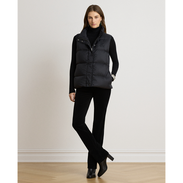 Black Channel-Quilted Funnelneck Down Vest Lauren 7