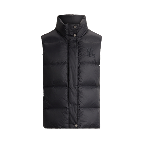 Black Channel-Quilted Funnelneck Down Vest Lauren 2