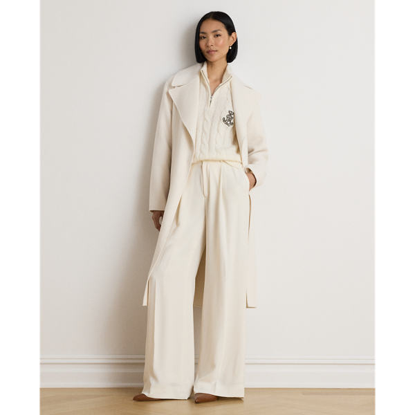 Double-Faced Wool-Blend Wrap Coat