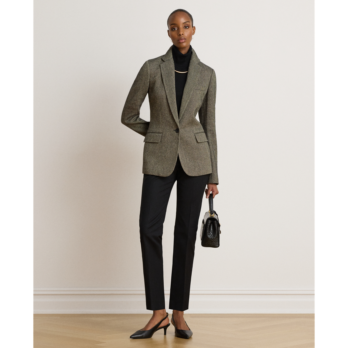 Женские брюки Ralph Lauren Double-Faced Cotton Slim Straight, цвет: Чёрный — фото 5