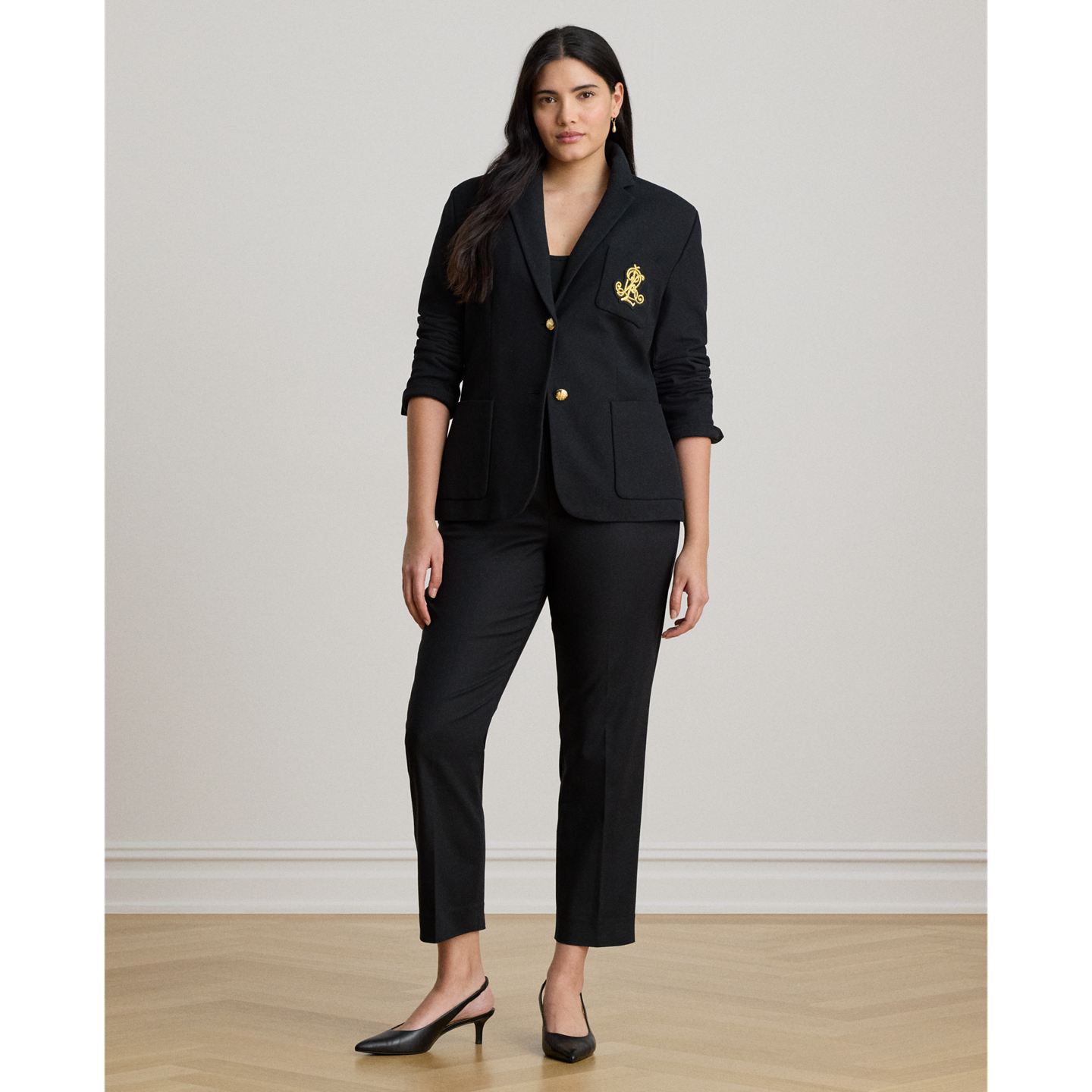 Женские брюки Ralph Lauren Double-Faced Cotton Slim Straight, цвет: Чёрный — фото 6