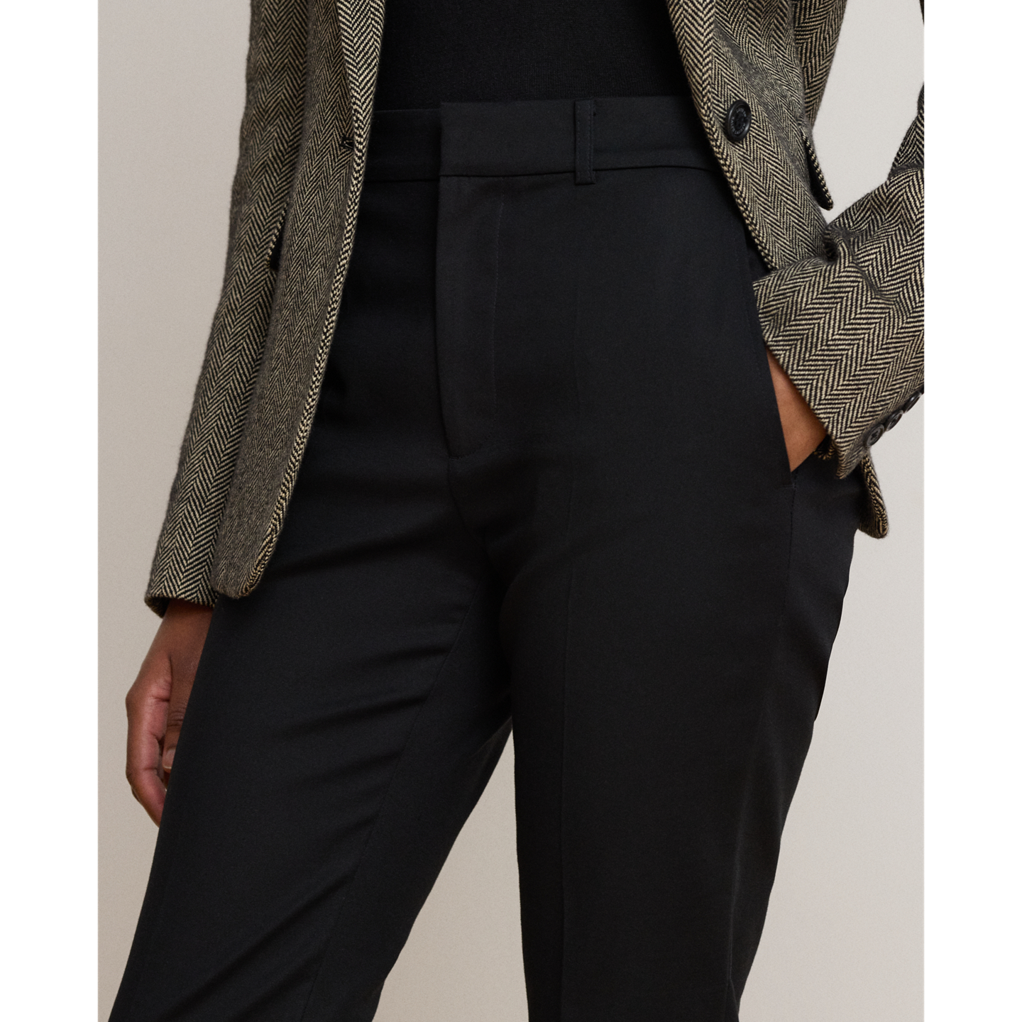 Женские брюки Ralph Lauren Double-Faced Cotton Slim Straight, цвет: Чёрный — фото 3