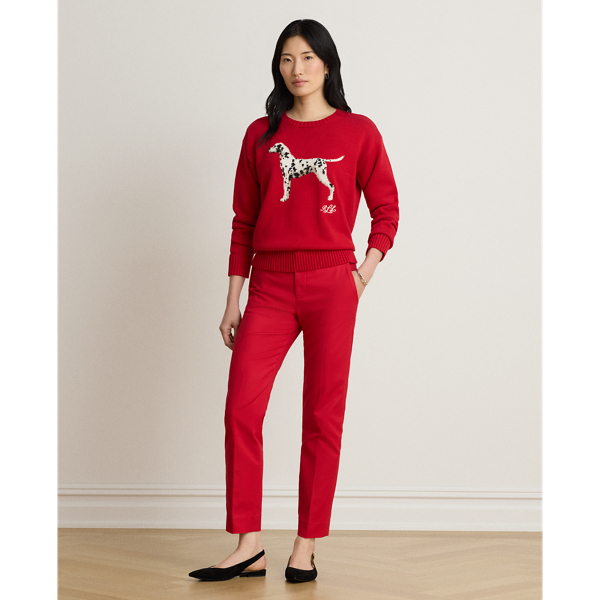 Ralph Red Cotton Slim Straight Trousers Lauren 1