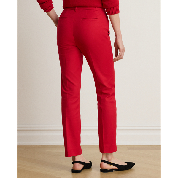 Ralph Red Cotton Slim Straight Trousers Lauren 5