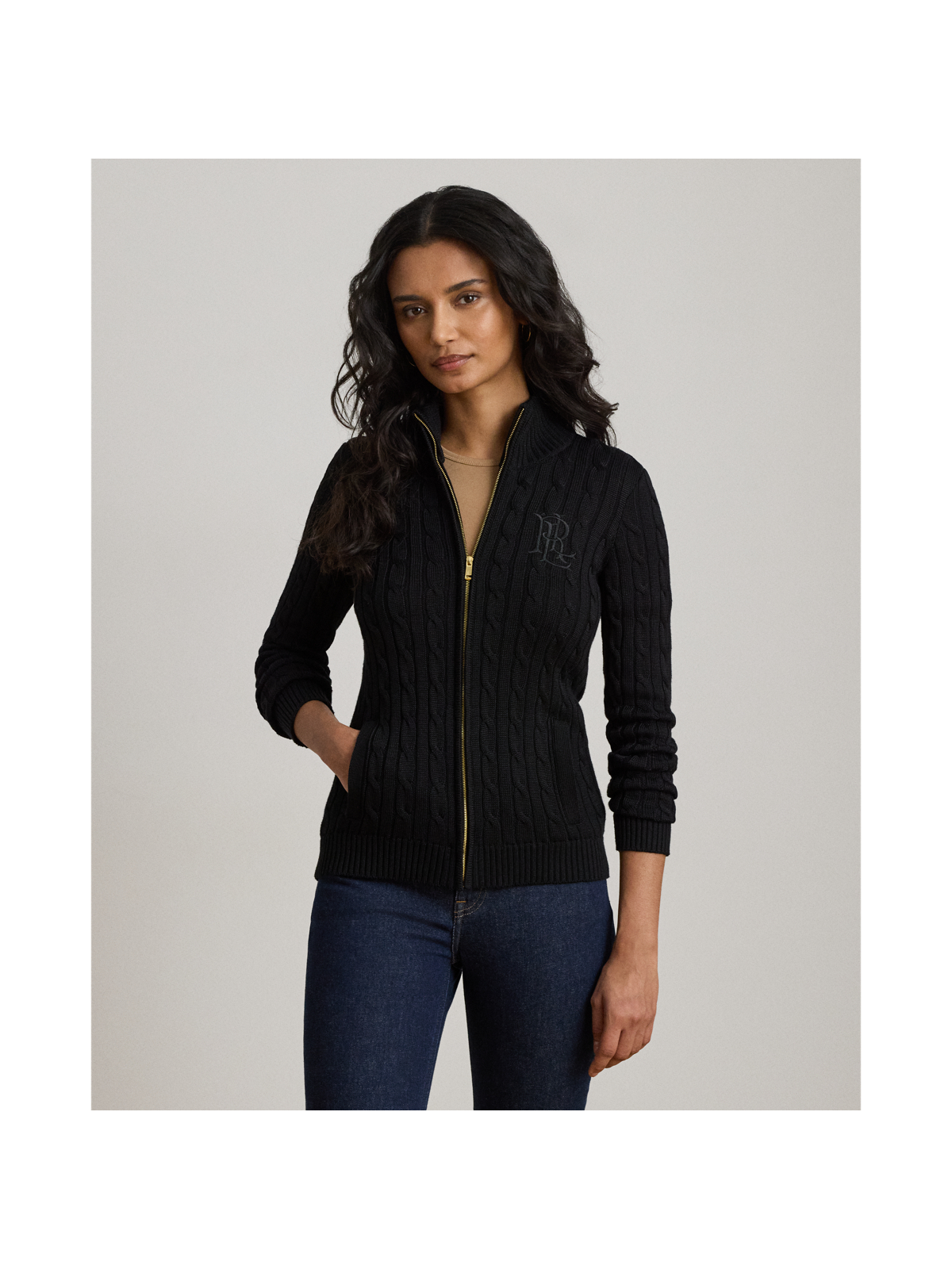 Женские свитеры Ralph Lauren Cable-Knit Full-Zip Mockneck Sweater — фото 5