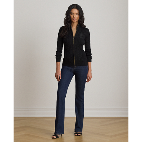 Женские свитеры Ralph Lauren Cable-Knit Full-Zip Mockneck Sweater