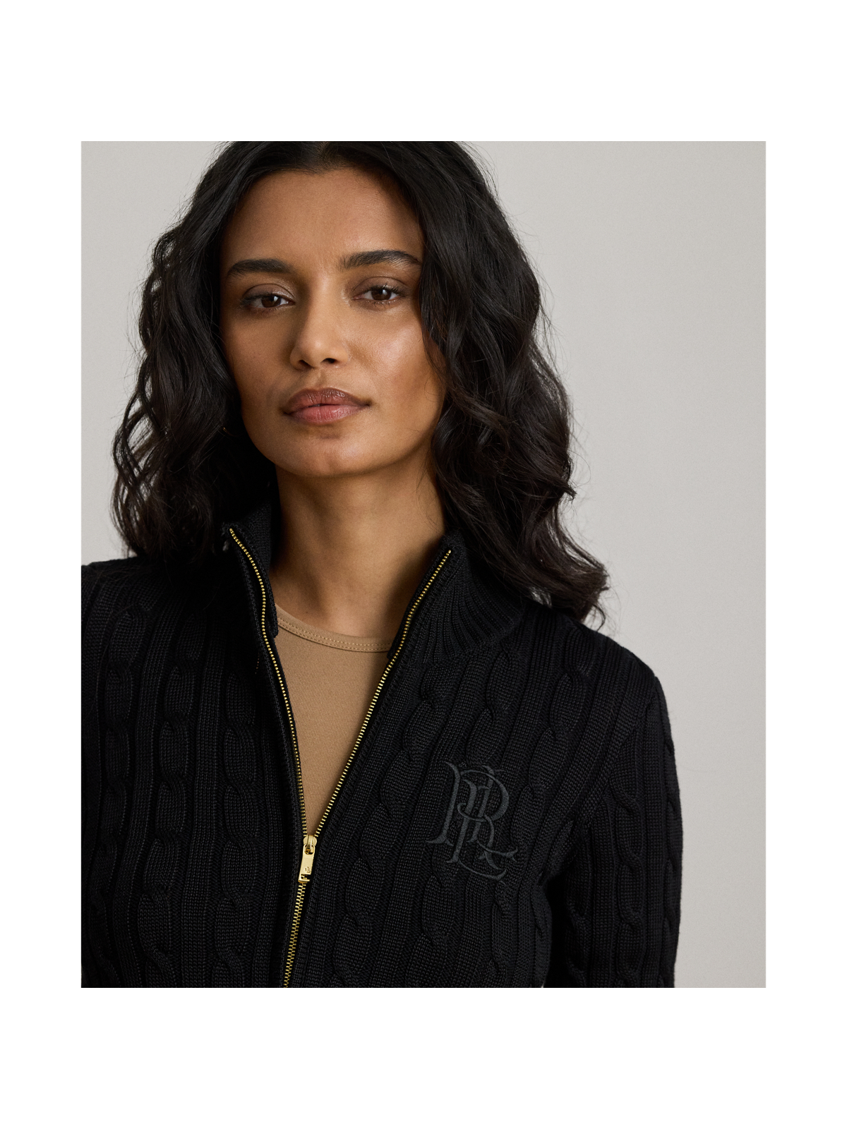 Женские свитеры Ralph Lauren Cable-Knit Full-Zip Mockneck Sweater — фото 3