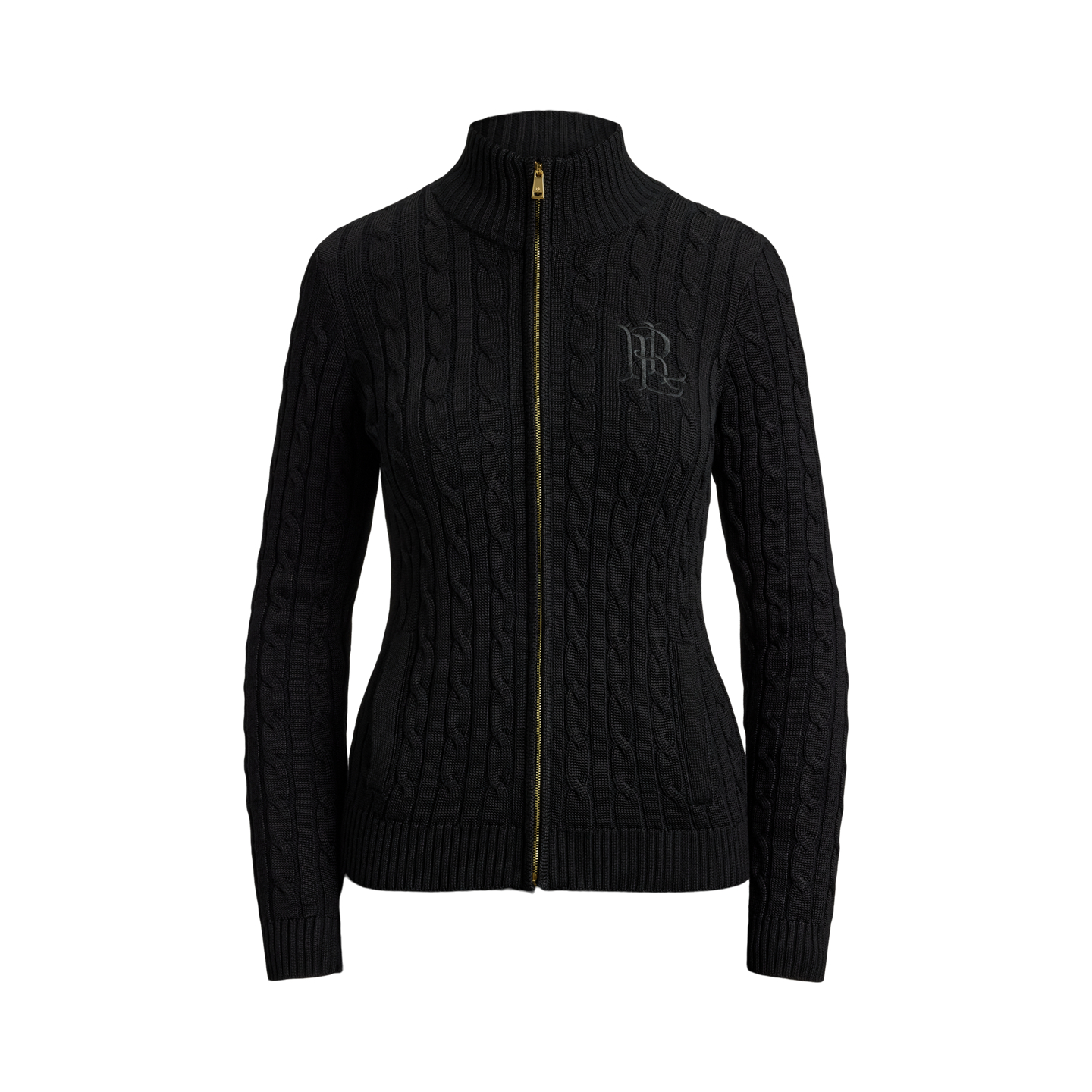 Женский свитер Ralph Lauren Cable-Knit Full-Zip Mockneck, цвет: Чёрный — фото 5