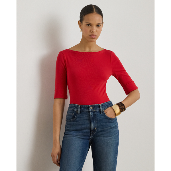 Stretch Cotton Boatneck T-Shirt for Women | Ralph Lauren® SA