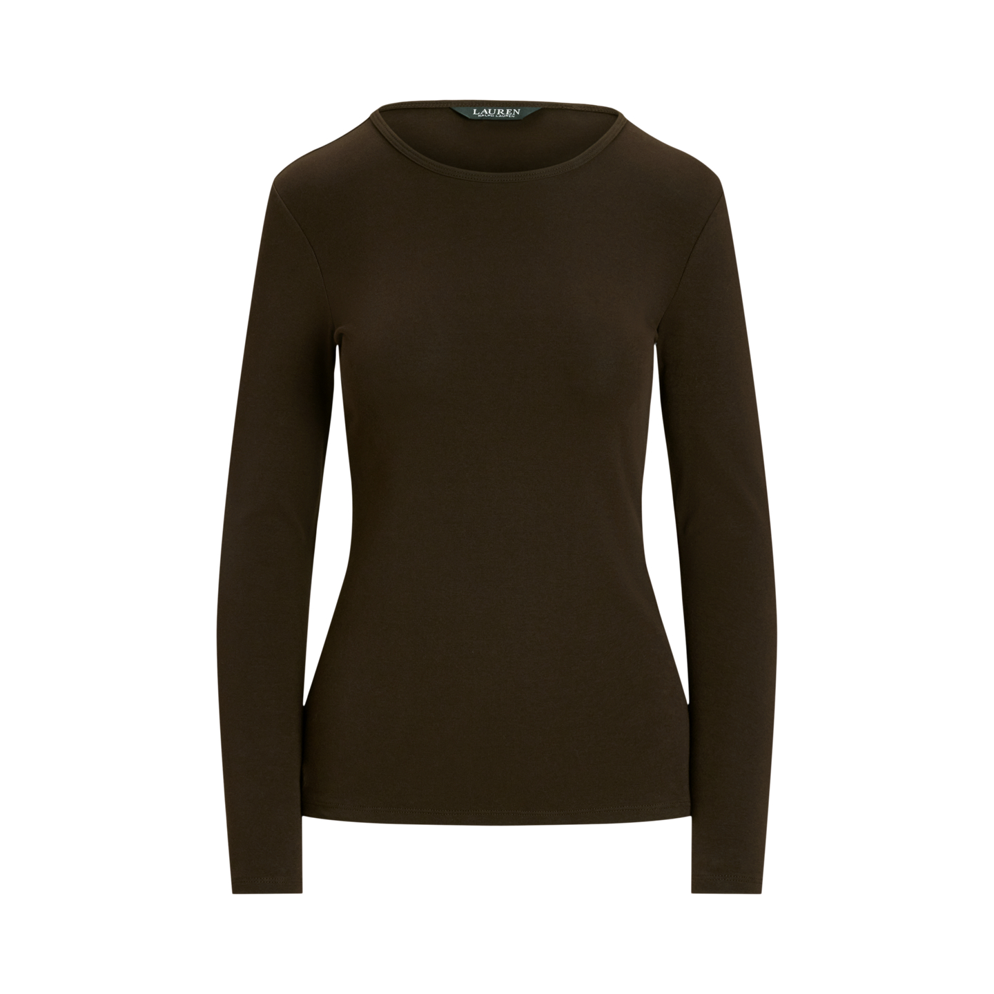 Женская футболка Ralph Lauren Stretch Cotton Long-Sleeve, цвет: Коричневый — фото 5
