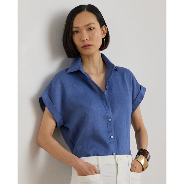 Relaxed Fit Linen Short-Sleeve Shirt