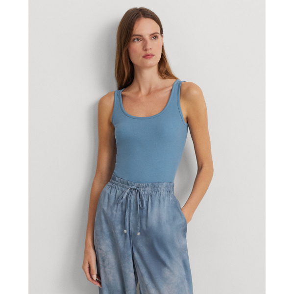 Tanktop aus Stretchbaumwolle Lauren Petite in Blasses Azurblau 1
