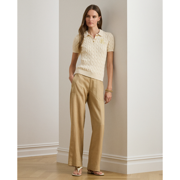Birch Tan Linen Wide-Leg Pant Lauren Petite 1