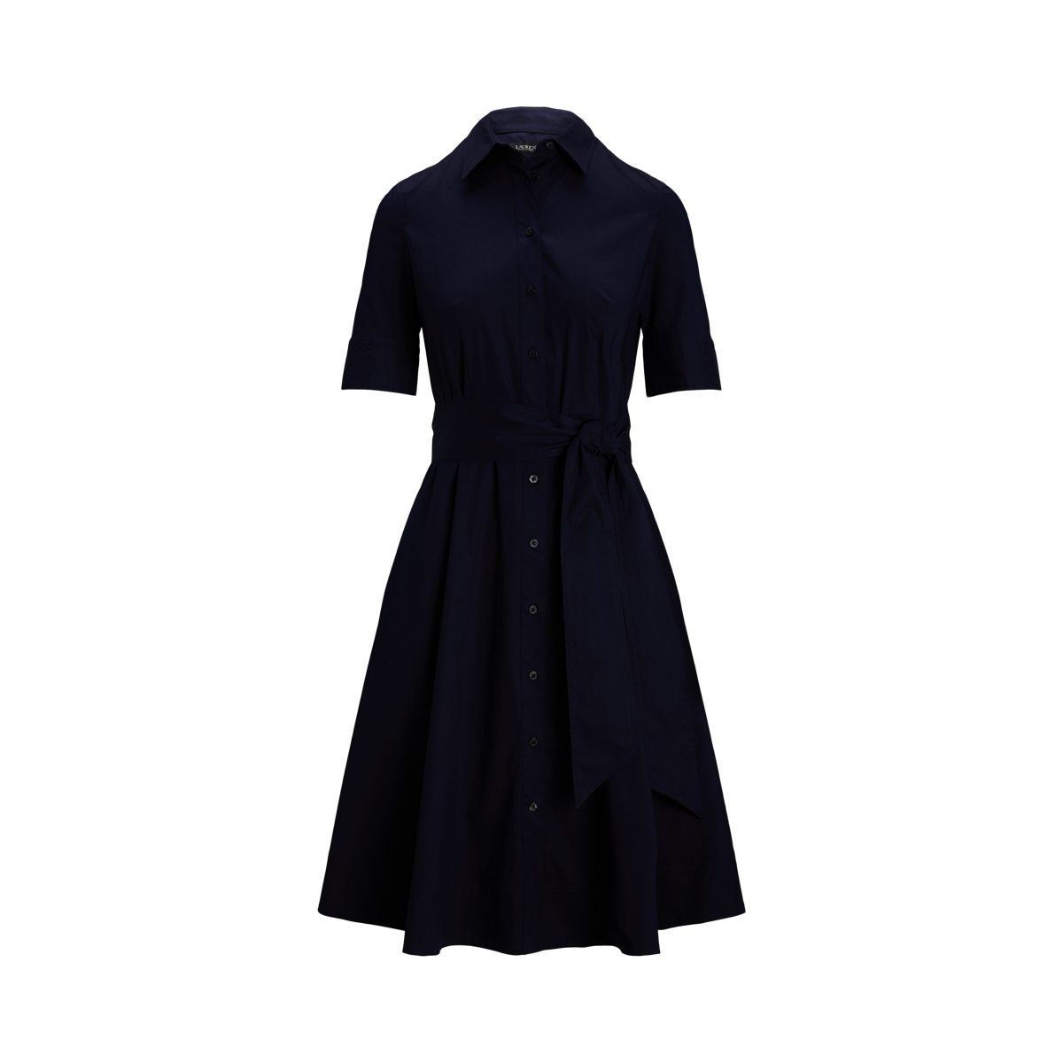 Belted Cotton-Blend Shirtdress