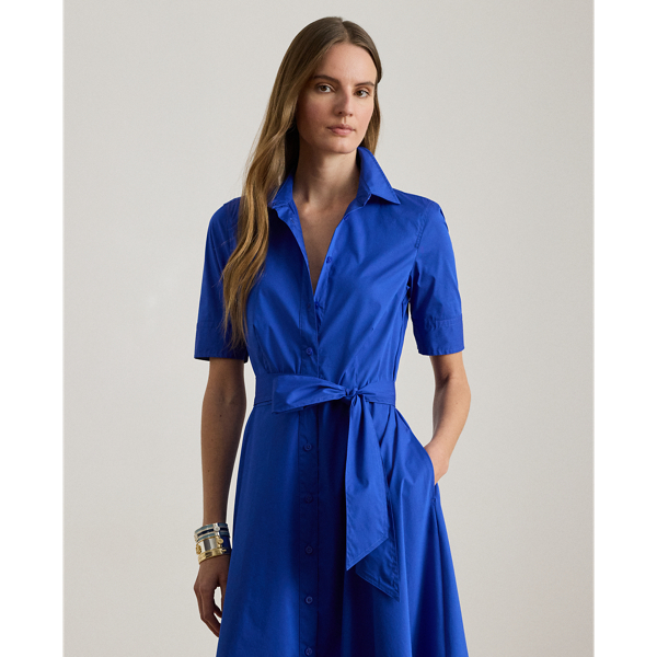 Belted Cotton-Blend Shirtdress