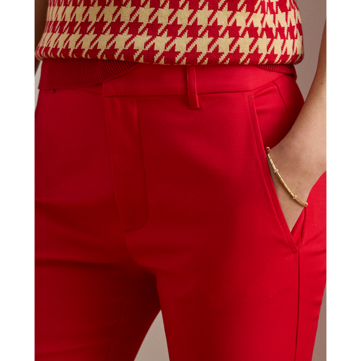 Женские брюки Ralph Lauren Double-Faced Stretch Cotton, цвет: Красный — фото 3