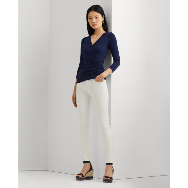 Refined Navy Surplice Jersey Top Lauren Petite 4