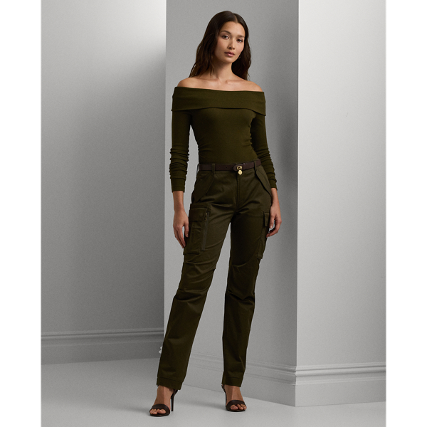 Botanic Green Cotton Sateen Cargo Pant Lauren Petite 1