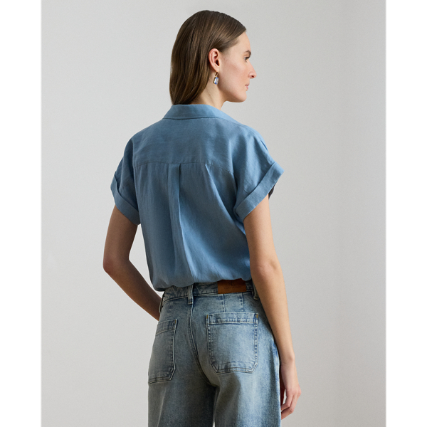 Blue Note Relaxed Fit Linen Short-Sleeve Shirt Lauren Petite 5