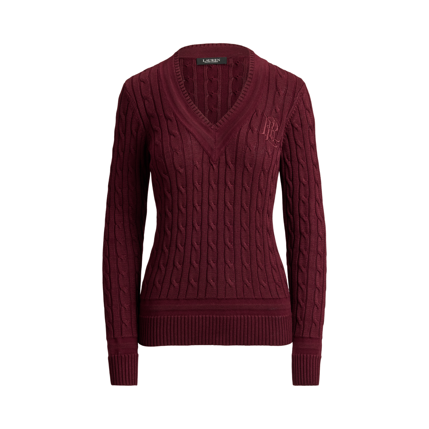 Женский свитер Ralph Lauren Cable-Knit Cricket, цвет: Тёмный гранатовый — фото 5