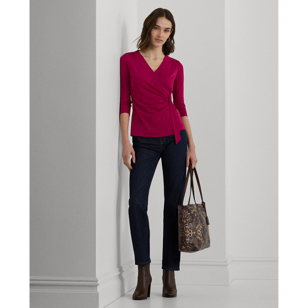 Fuchsia Berry Stretch Jersey Top Lauren Petite 4