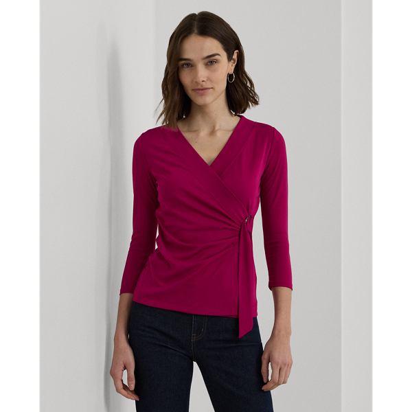 Fuchsia Berry Stretch Jersey Top Lauren Petite 1