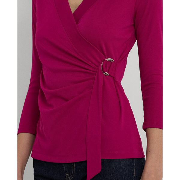 Fuchsia Berry Stretch Jersey Top Lauren Petite 6