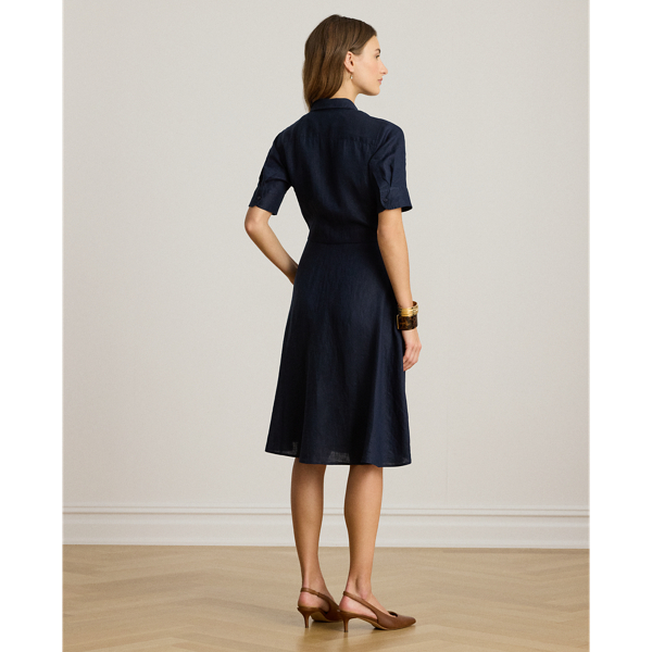 Lauren Navy Tie-Front Linen Shirtdress Lauren Petite 5