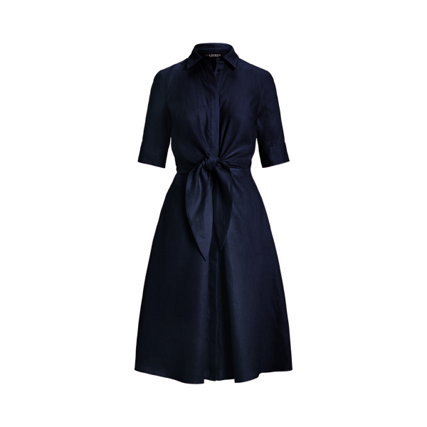 Ralph Lauren★Striped Belted Linen Sleeveless Dress Striped Belted Linen Sleeveless Dress