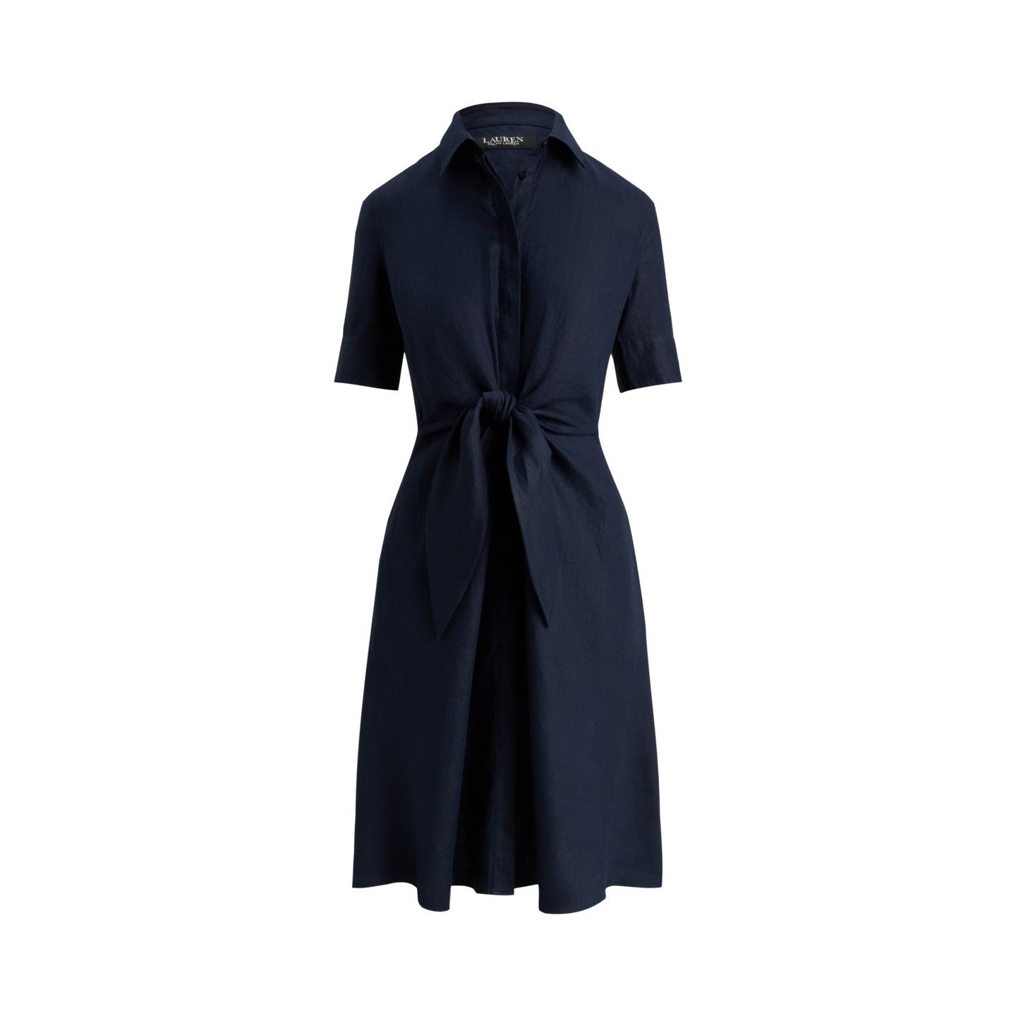 Женское платье Ralph Lauren Tie-Front Linen Shirtdress, цвет: Тёмно-синий — фото 4
