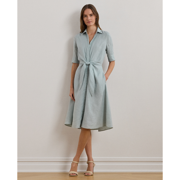 Tie-Front Linen Shirtdress