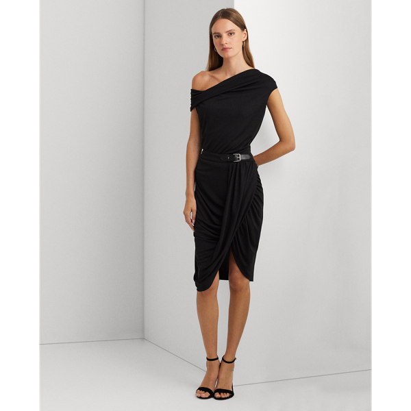 Schulterfreies Stretchjersey-Oberteil Lauren Petite in Schwarz 4