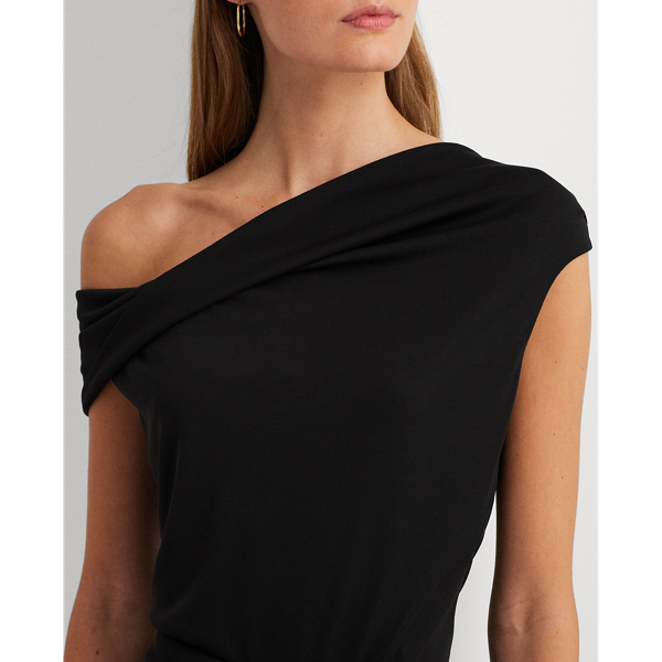 Schulterfreies Stretchjersey-Oberteil Lauren Petite in Schwarz 6