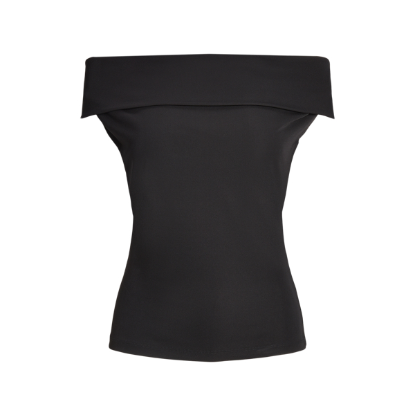 Schulterfreies Stretchjersey-Oberteil Lauren Petite in Schwarz 2