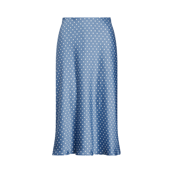 Polka-Dot Satin Charmeuse Midi Skirt