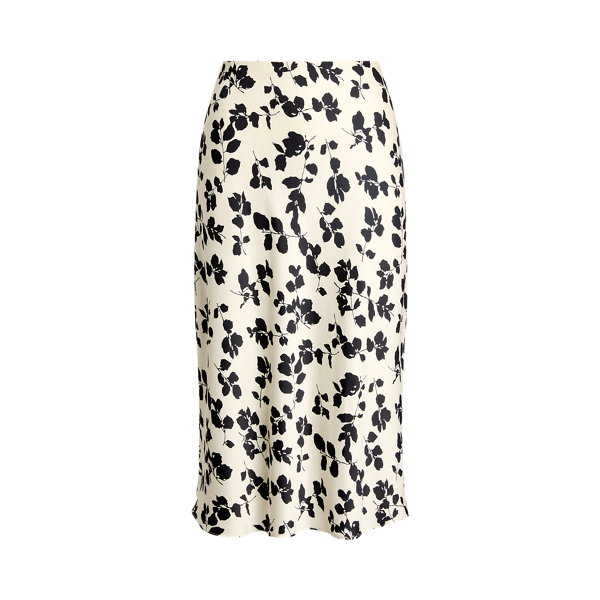 Charmeuse-Midirock mit Bl&auml;tterdruck Lauren Petite in 1