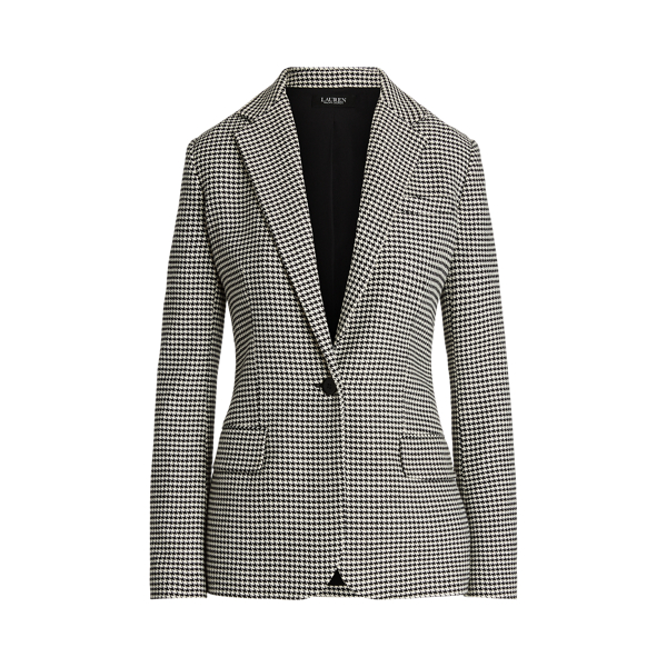 Houndstooth Cotton-Blend Twill Blazer Lauren Petite 1