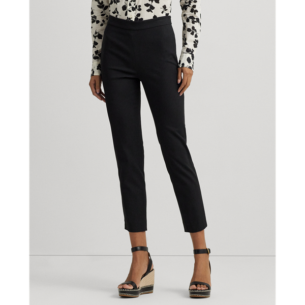 Black High-Rise Cotton-Blend Cropped Pant Lauren Petite 4