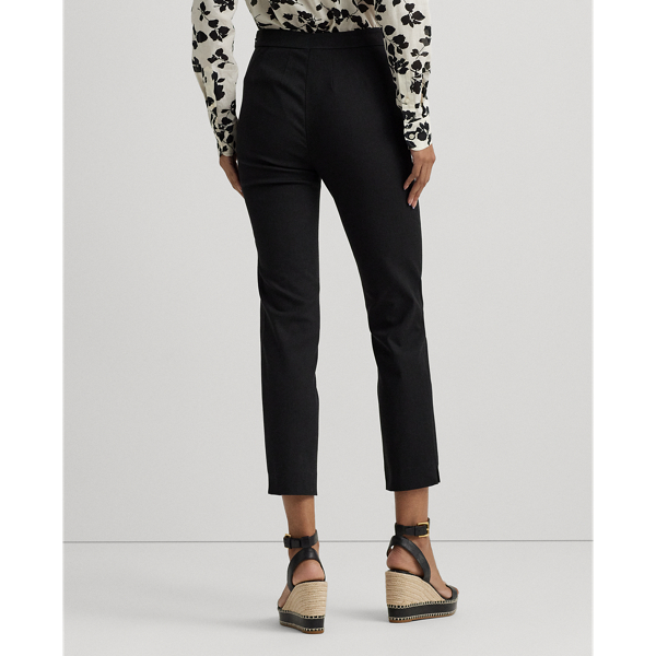 Black High-Rise Cotton-Blend Cropped Pant Lauren Petite 5