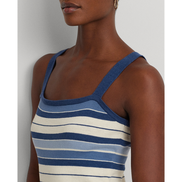 Multi Striped Cotton-Blend Tank Dress Lauren Petite 6