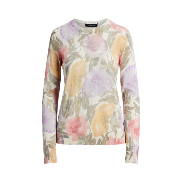 Pull fleuri en coton m&eacute;lang&eacute; Lauren Petite en 1