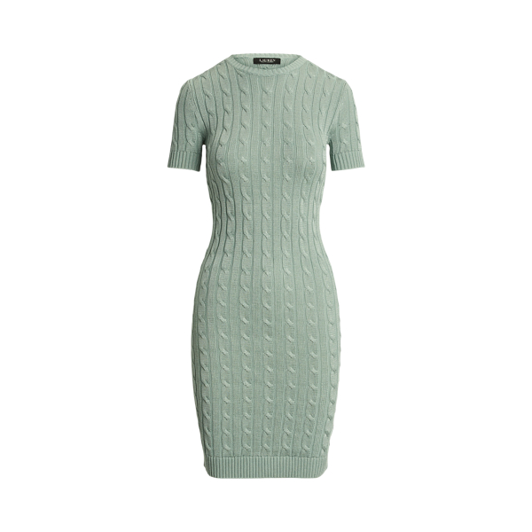 Cable-Knit Short-Sleeve Sweater Dress Lauren Petite 1