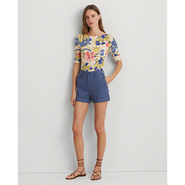 ラルフ・ローレン Lauren Ralph Lauren Floral ストレッチ Cotton Boatneck Tee レディース シャツ トップ Lauren Ralph Lauren Women's Floral Stretch Cotton Boatneck