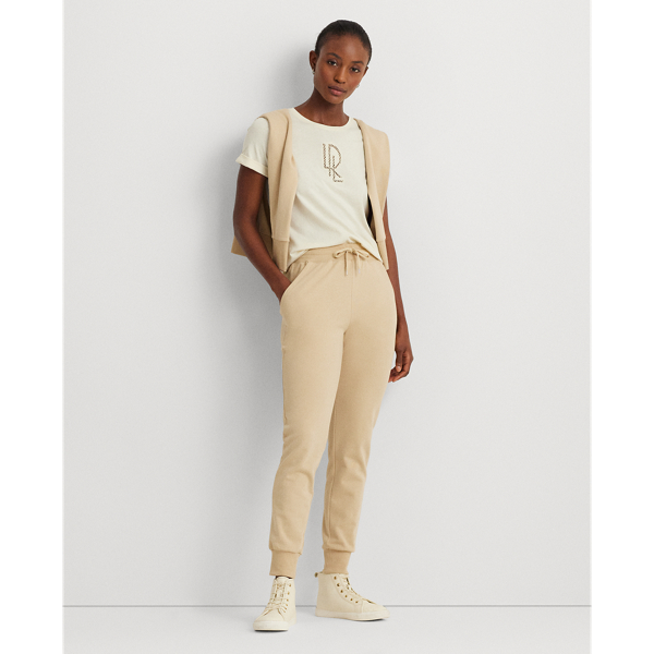 Mascarpone Cream Beaded-Logo Cotton-Blend-Jersey Tee Lauren Petite 4