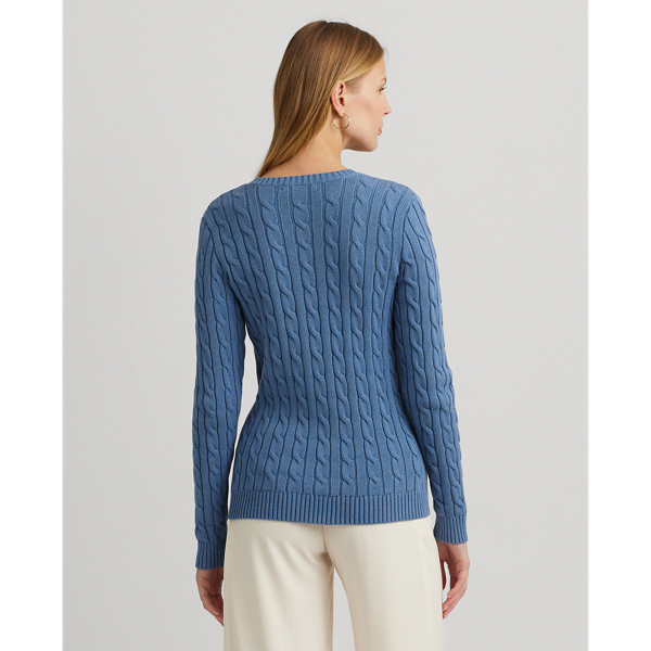 Lauren Ralph Lauren Women's deals Plus 1X Monogram Cable-Knit Cotton Sweater NWT $135